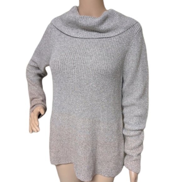 Shimmery grey ombre cowl neck sweater, M-L - Picture 4 of 5